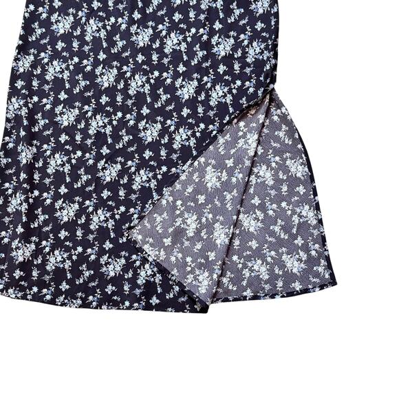 Altar'd State Blue Floral A-Line Maxi Skirt Side Slit Pull-On Women's Medium - Picture 4 of 8